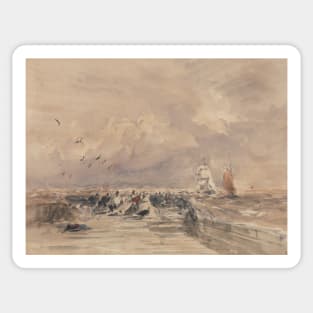 Dieppe Pier, Stiff Breeze by David Cox Sticker